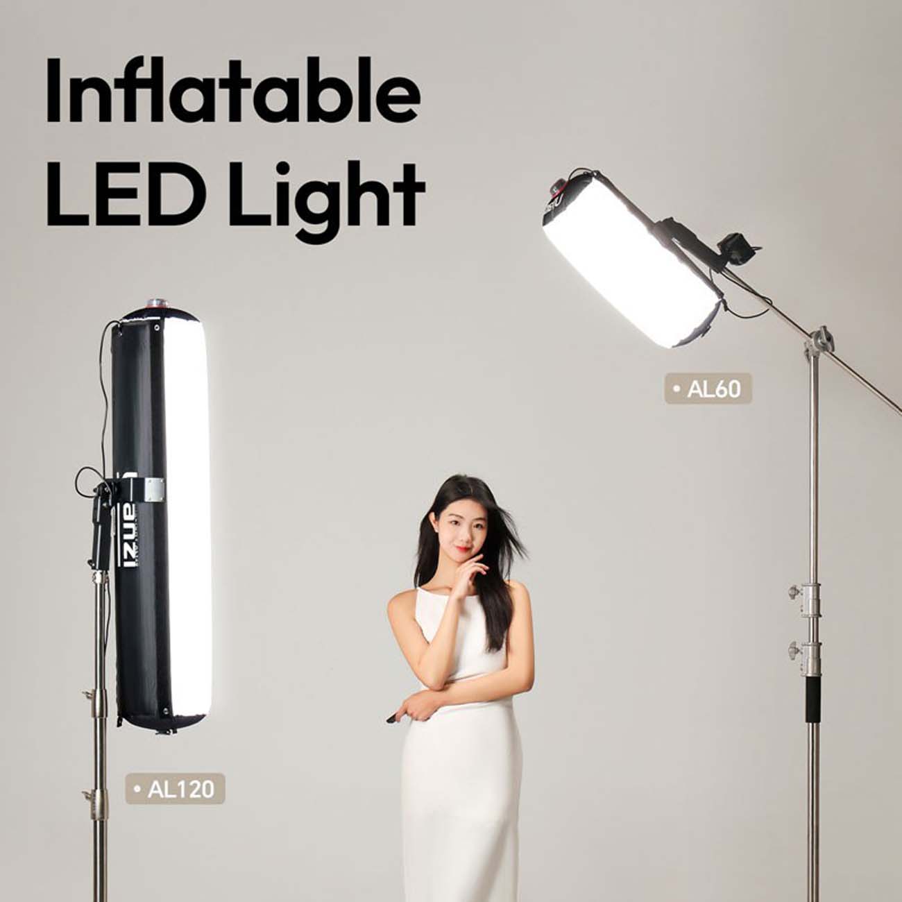 نمای کاربردی نور باتومی اولانزی Ulanzi AL20 120W Inflatable Bi-Color LED Air Tube Light