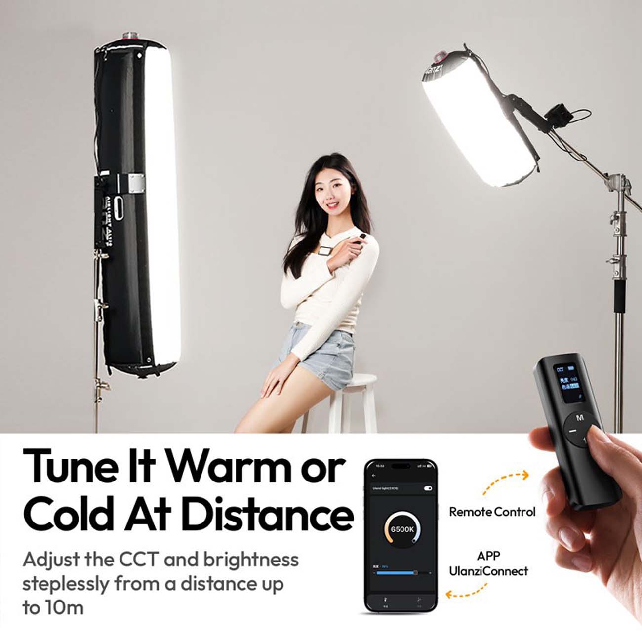 نمای کاربردی از نور اولانزی Ulanzi AL20 120W Inflatable Bi-Color LED Air Tube Light