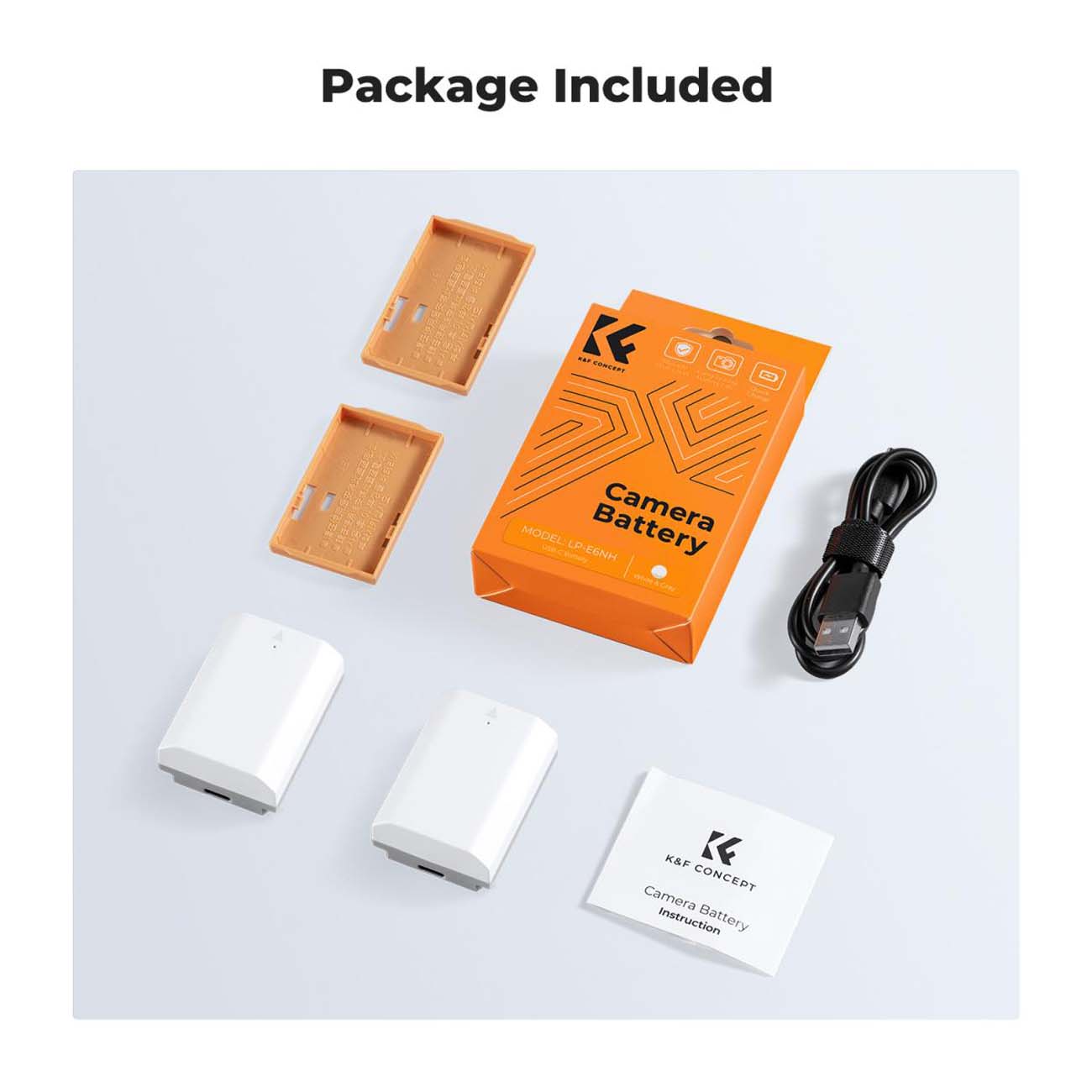 نمای اقلام پک دو عددی باتری سونی K&F Concept NP-FZ100 2600mAh Type-C Fast Charging Battery 2-Pack fo