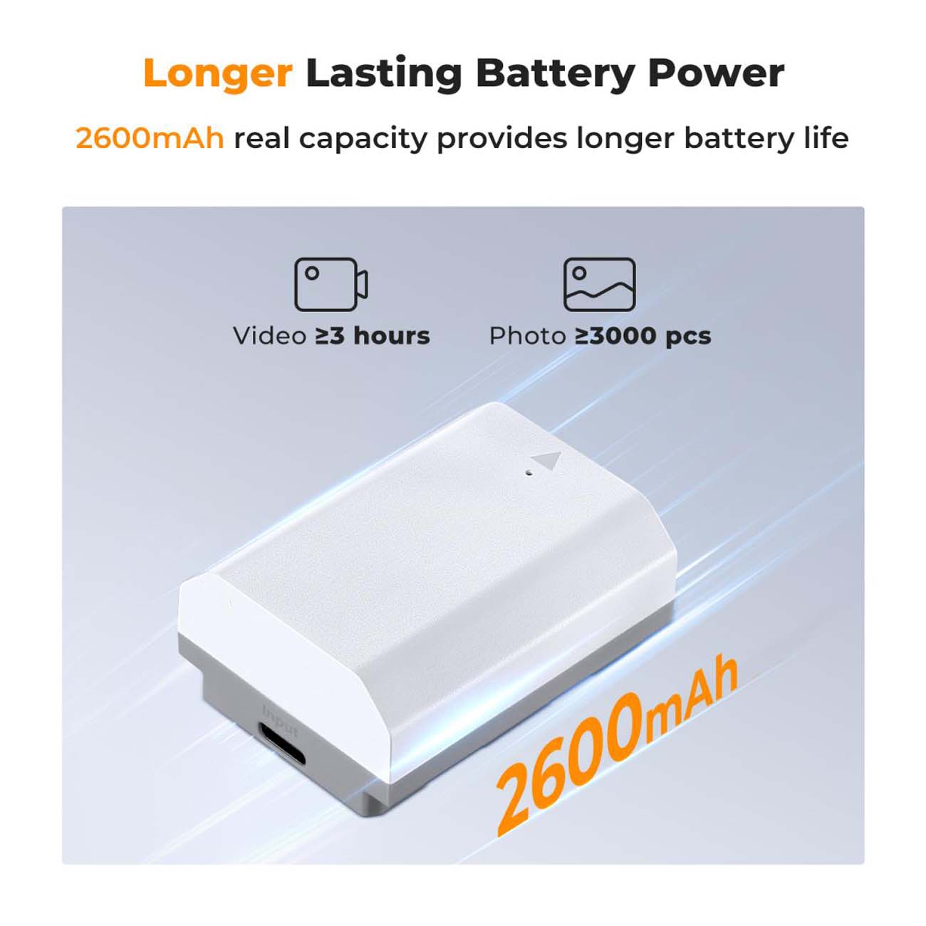 نمای توضیحات پک دو عددی باتری سونی K&F Concept NP-FZ100 2600mAh Type-C Fast Charging Battery 2-Pack 