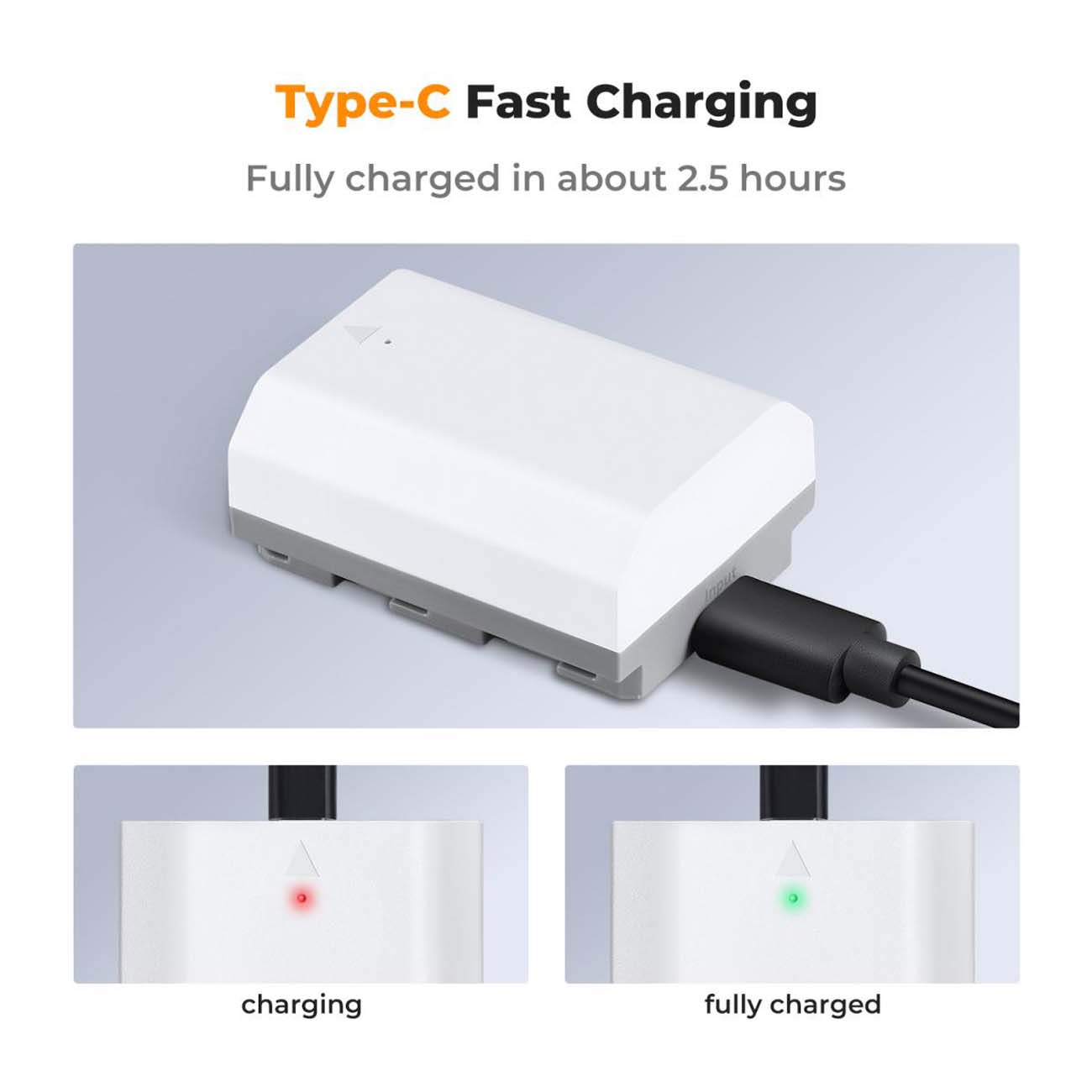 نمای کاربردی پک دو عددی باتری سونی K&F Concept NP-FZ100 2600mAh Type-C Fast Charging Battery 2-Pack 