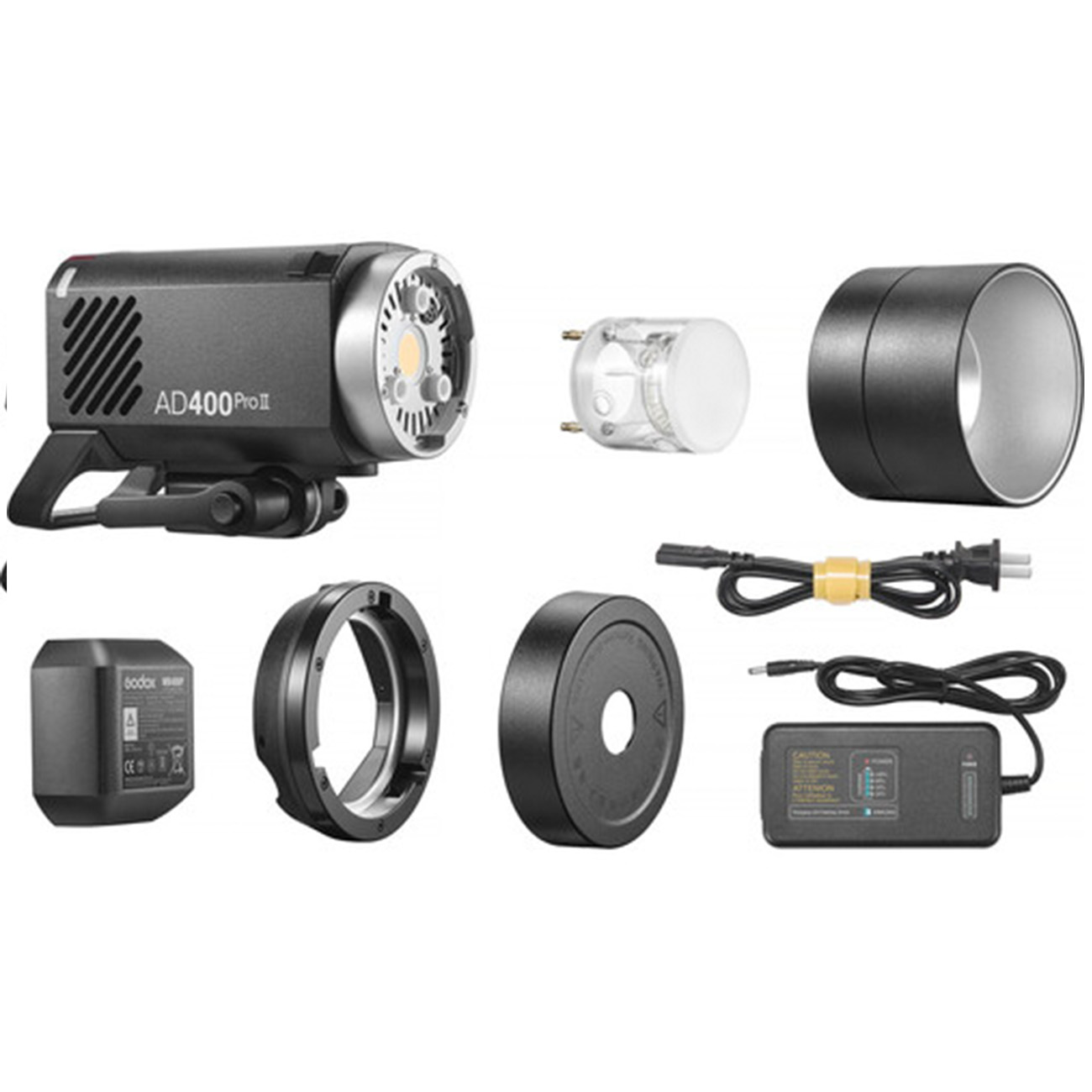 محتویات جعبه فلاش پرتابل گودکس Godox AD400Pro II All in One Outdoor Flash
