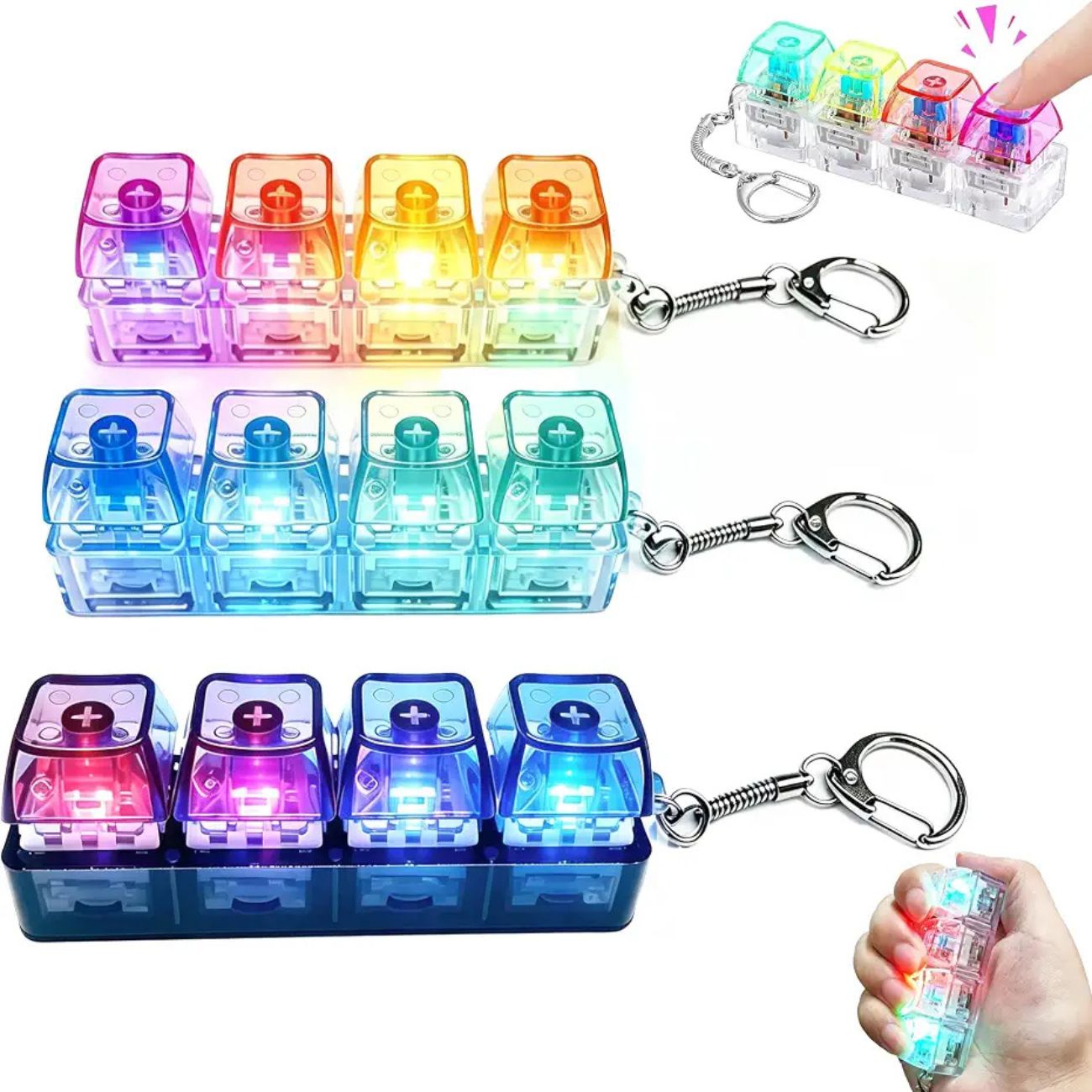 نمای رنگ بندی فیجت کیبورد ضد استرس Fidget Keyboard Switch Toy Keychain