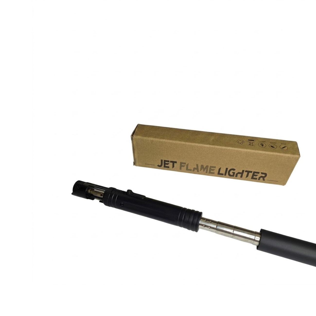 نمای جعبه فندک اتمی توربو Turbo Telescopic Jet Torch Lighter with LED