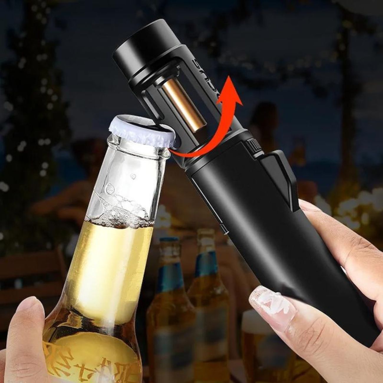 نمای کامل فندک اتمی توربو Turbo Telescopic Jet Torch Lighter with LED