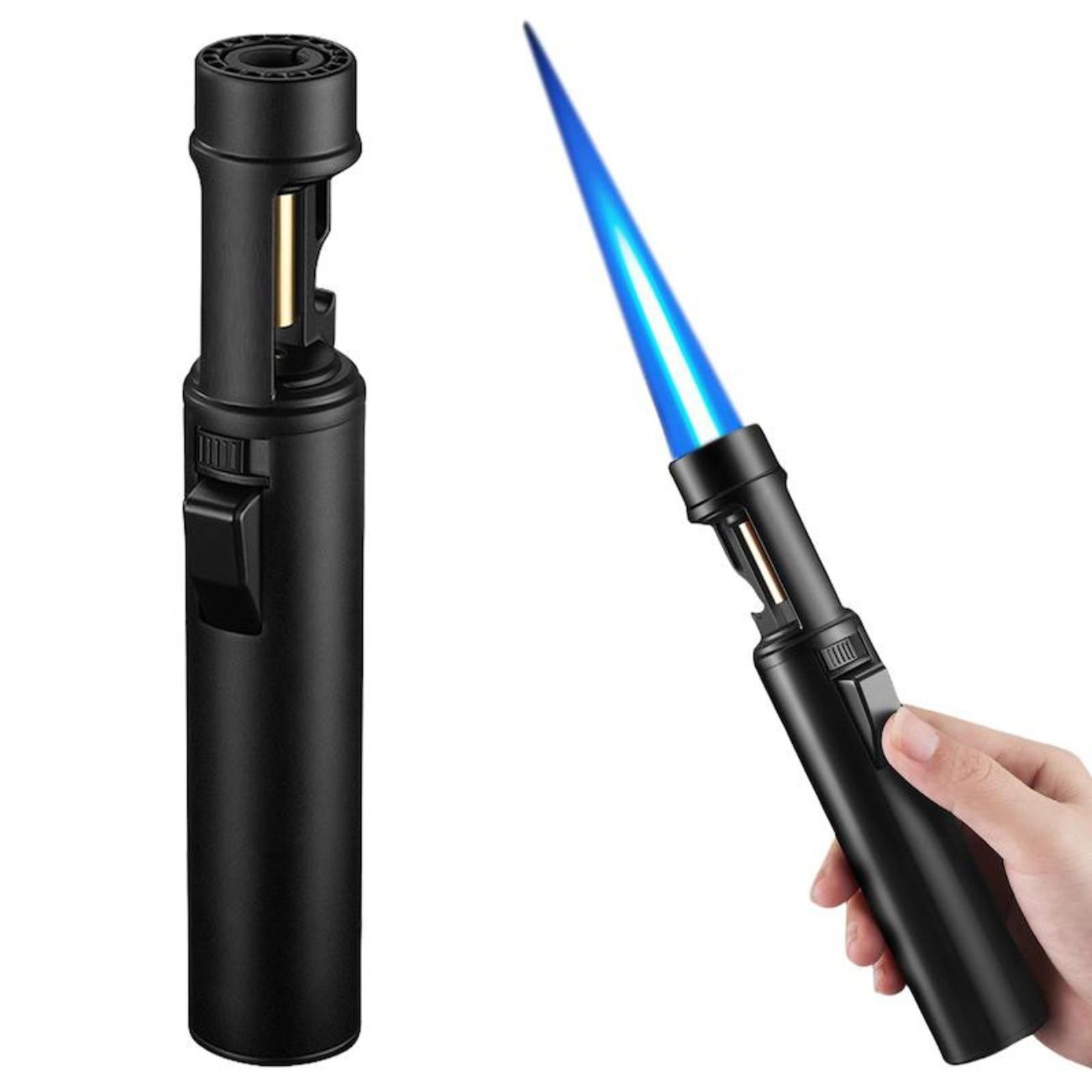 نمای شعله فندک اتمی توربو Turbo Telescopic Jet Torch Lighter with LED