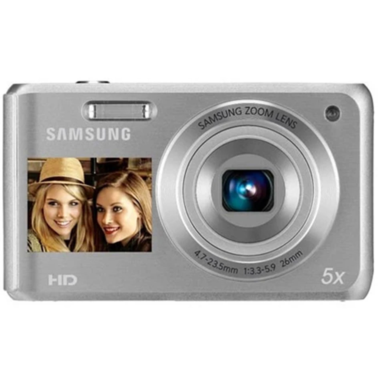نمای روبه رو دوربین دیجیتال سامسونگ نقره ای Samsung DV101 Digital Camera