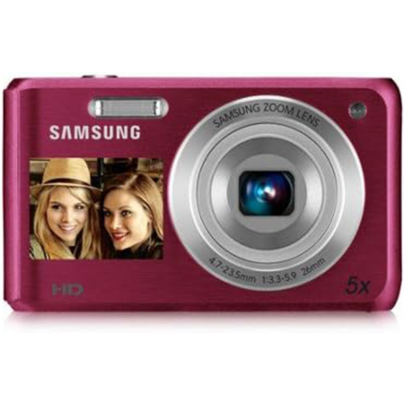 نمای روبه رو دوربین دیجیتال سامسونگ قرمز Samsung DV101 Digital Camera