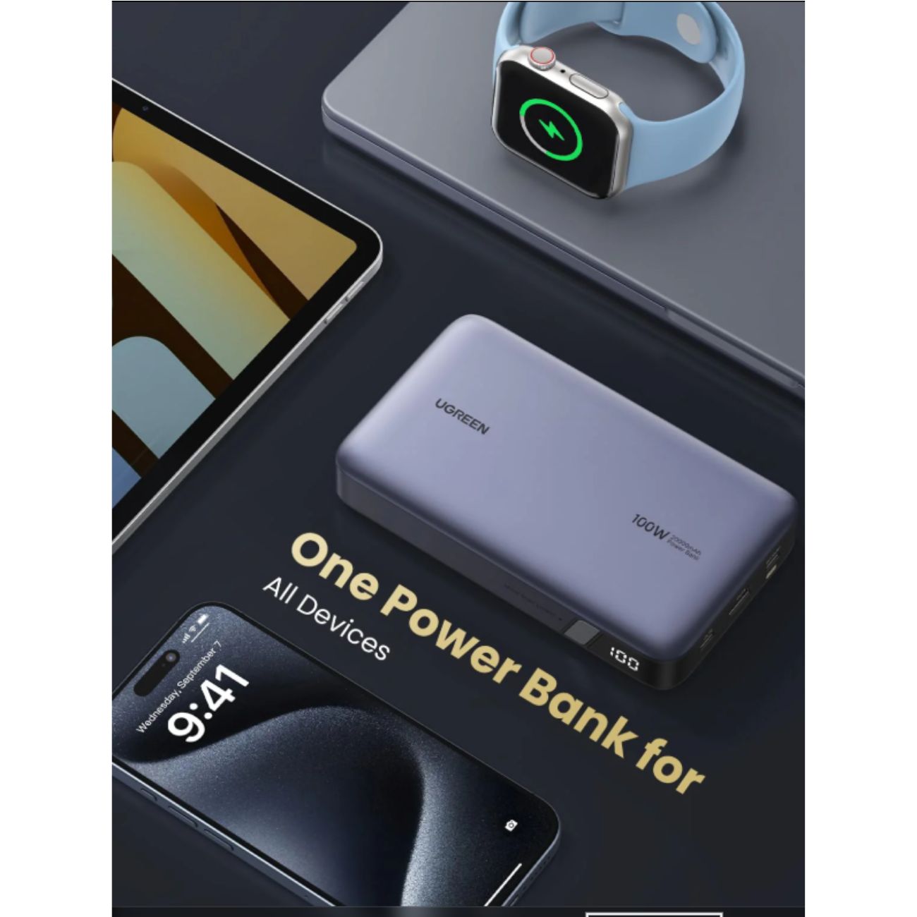 نمای کاربردی از پاوربانک UGREEN PB720 Nexode 100W 20000mAh Power Bank