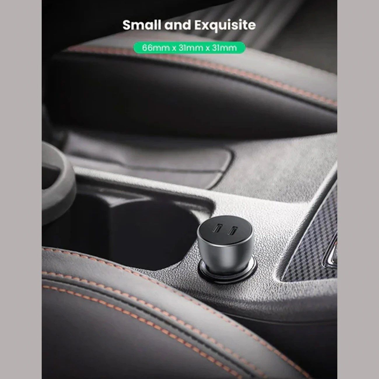 نما از نصب شارژر فندکی ۶۰ وات یوگرین UGREEN CD213 60W Dual USB-C PD Car Charger