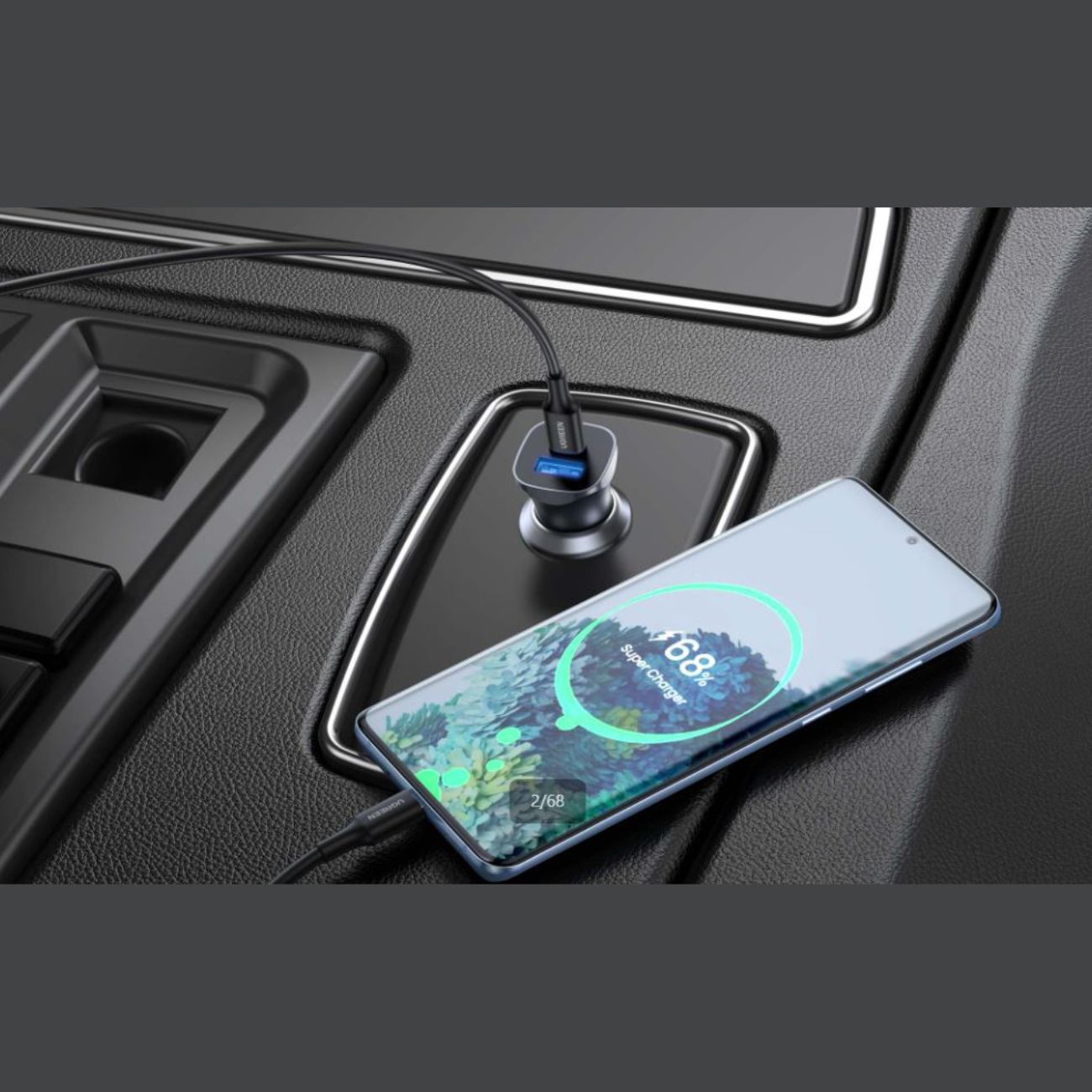 نما در حال استفاده شارژر فندکی ۶۰ وات یوگرین UGREEN CD213 60W Dual USB-C PD Car Charger