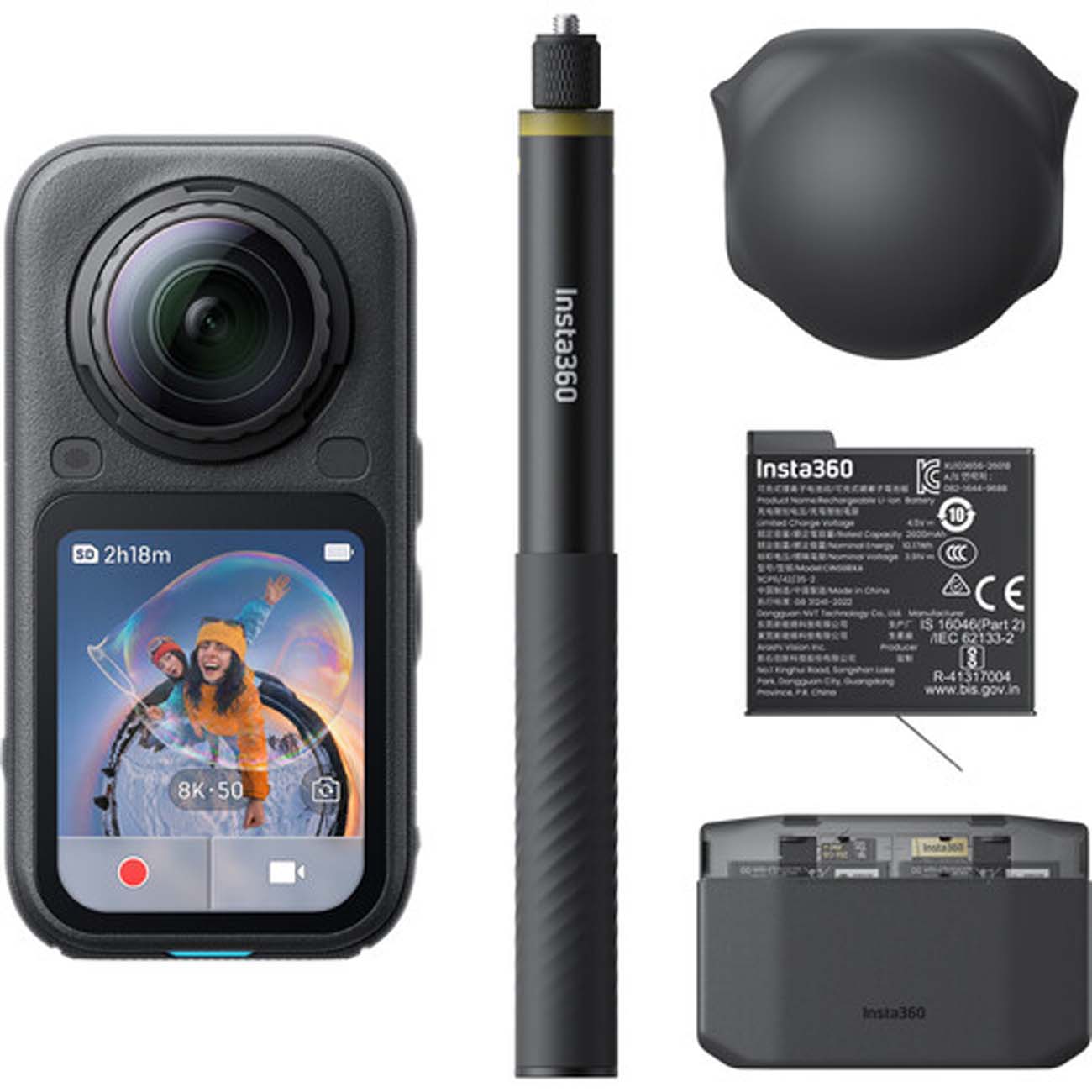نمای اقلام دوربین اکشن اینستا مشکی Insta360 X6 360° 8K Camera Essentials Bundle