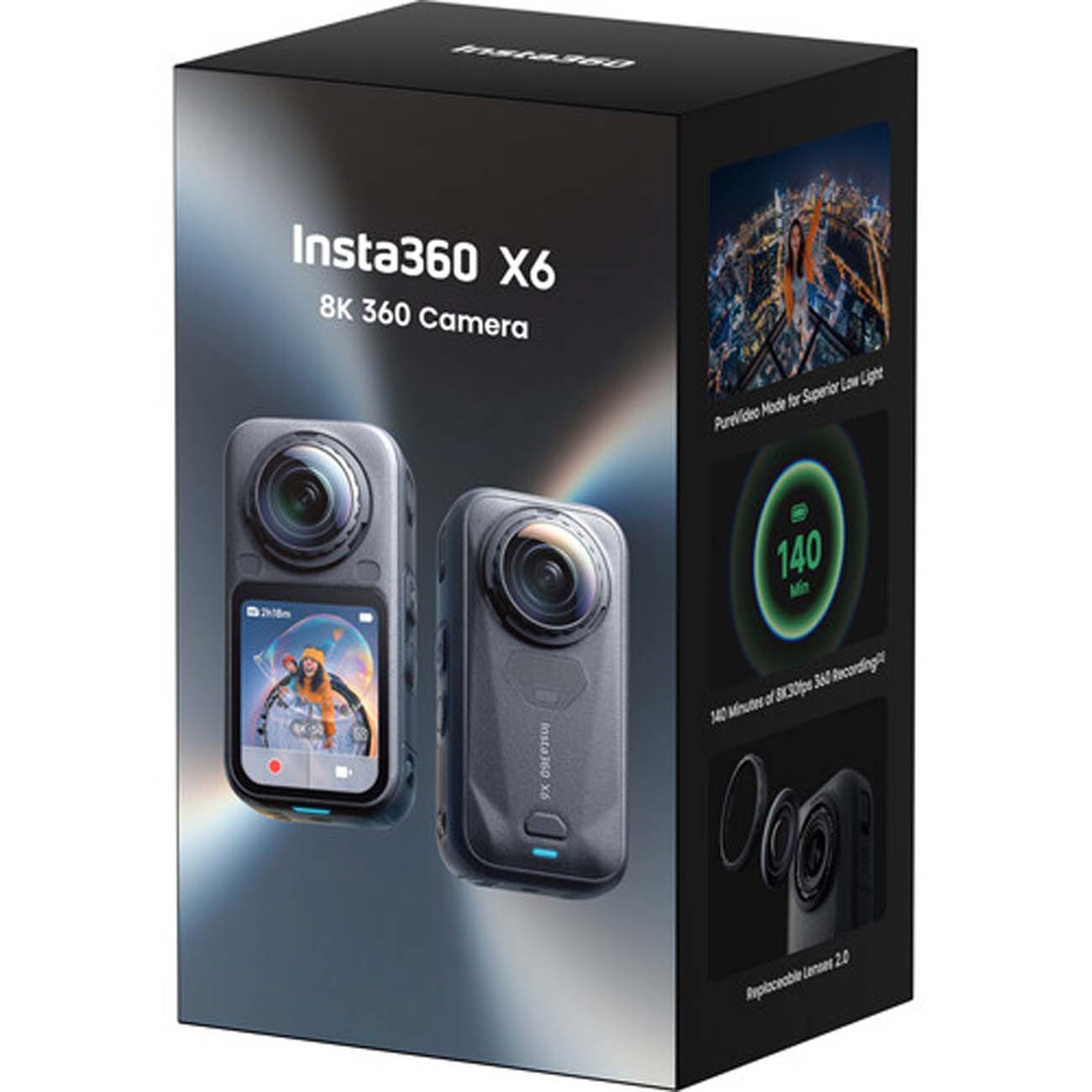 نمای جعبه دوربین اکشن اینستا مشکی Insta360 X6 360° 8K Camera Essentials Bundle