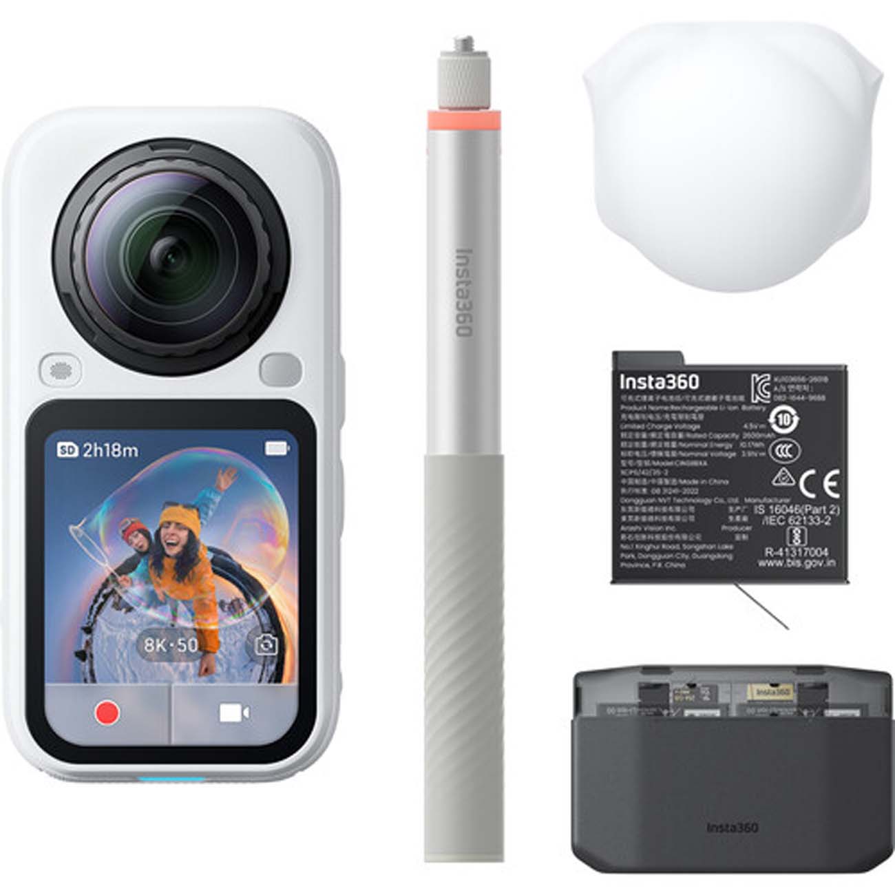 نمای اقلام دوربین اکشن اینستا سفید Insta360 X6 360° 8K Camera Essentials Bundle