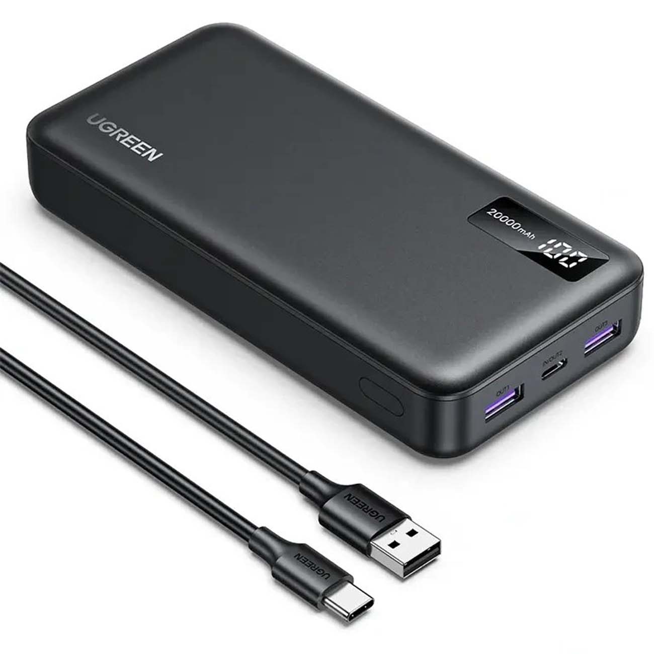 نمای جانبی پاوربانک یوگرین UGREEN PB312 20000mAh 20W Power Bank
