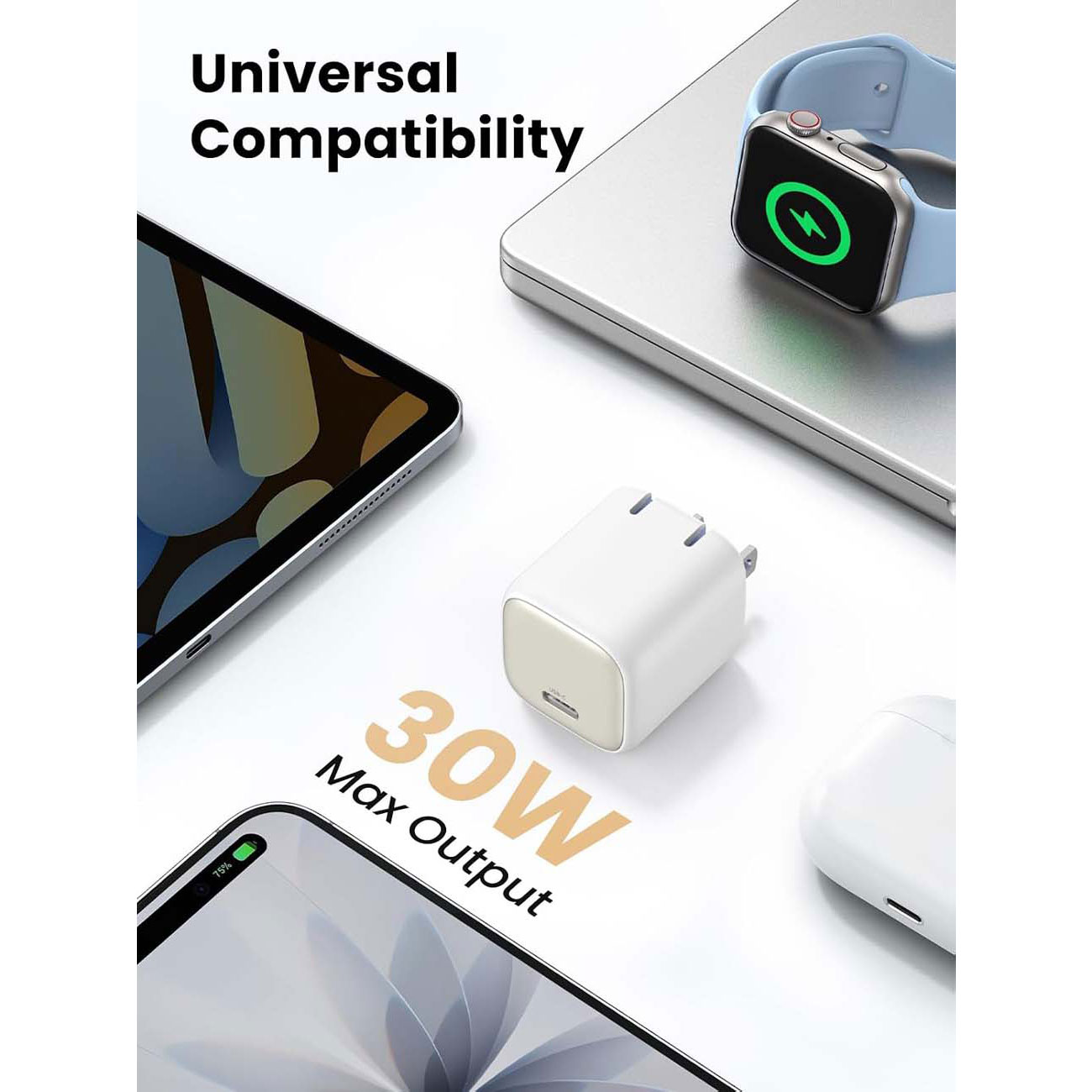 نمای کاربردی شارژر یوگرین UGREEN CD319 Nexode 30W GaN USB-C Wall Charger