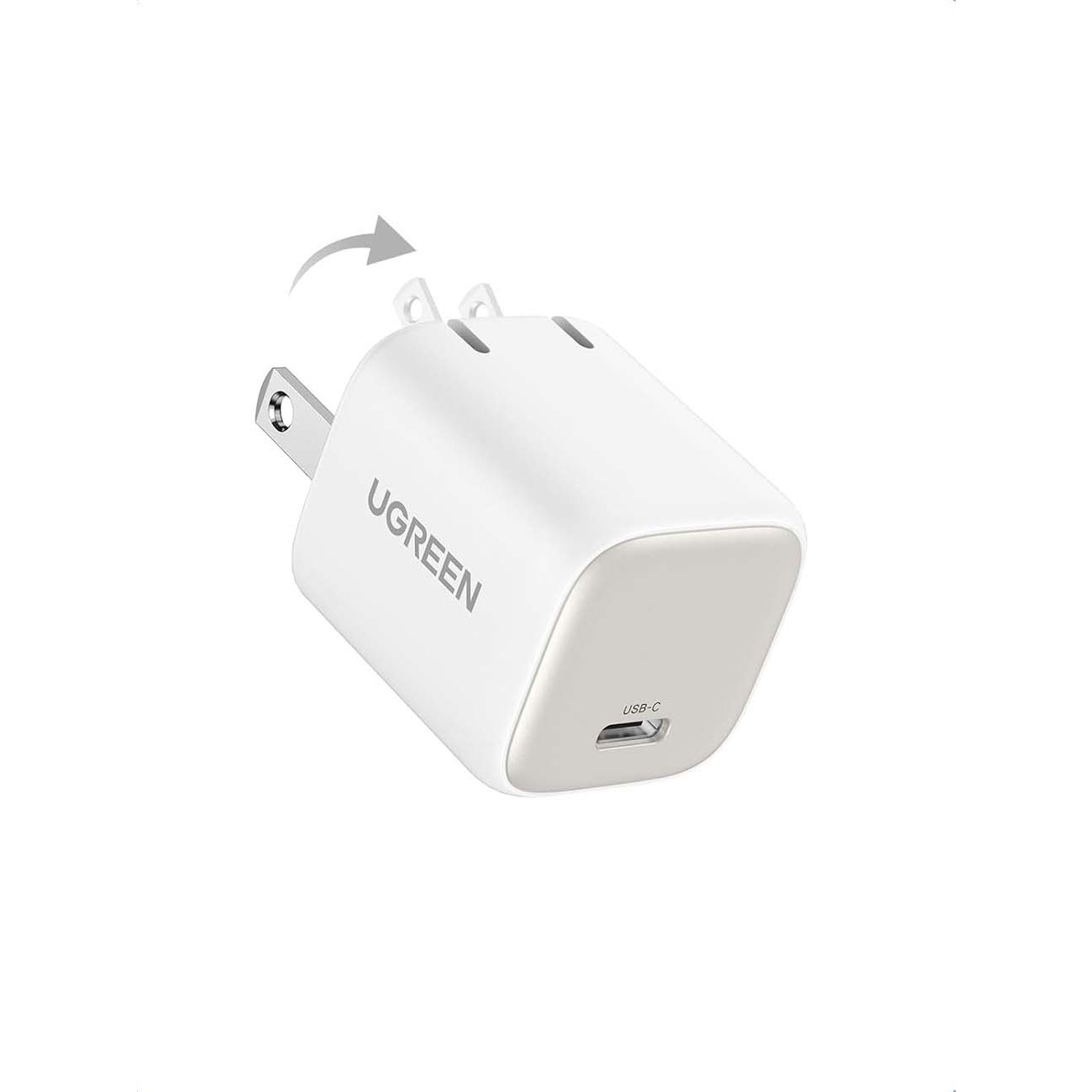 نمای جانبی شارژر دیواری یوگرین سفید UGREEN CD319 Nexode 30W GaN USB-C Wall Charger