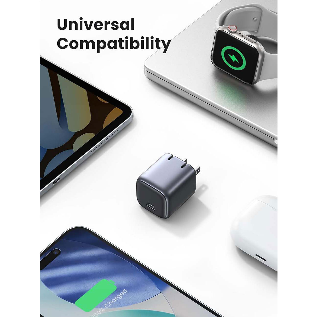 نمای کاربردی شارژر دیواری یوگرین UGREEN CD319 Nexode 30W GaN USB-C Wall Charger