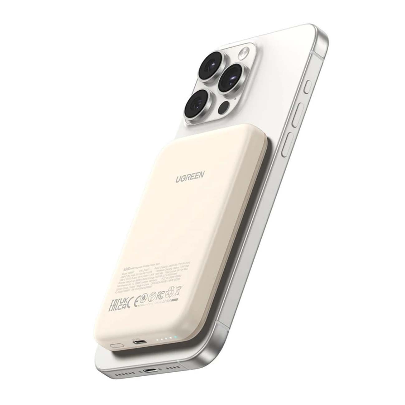 نمای جانبی از پاور بانک یوگرین UGREEN PB560 5000mAh Wireless Magnetic Power Bank