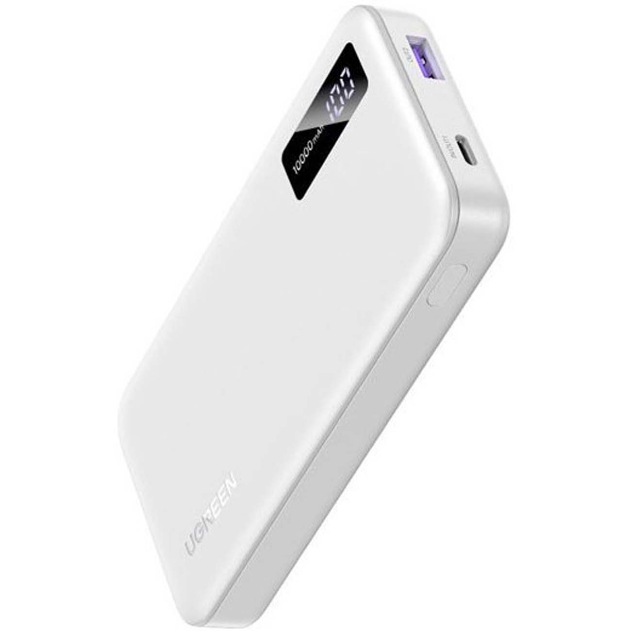 نمای جانبی پاوربانک یوگرین سفید UGREEN PB311 10000mAh Two-Way Fast Charging Power Bank