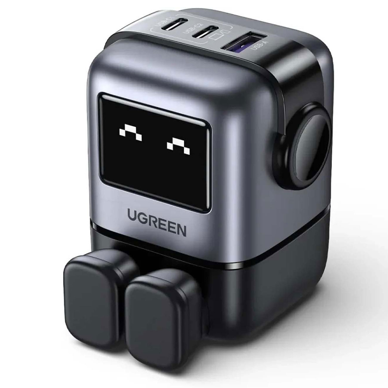 نمای نزدیک شارژر دیواری یوگرین UGREEN CD361 Nexode RG 65W Robot GaN Wall Charger