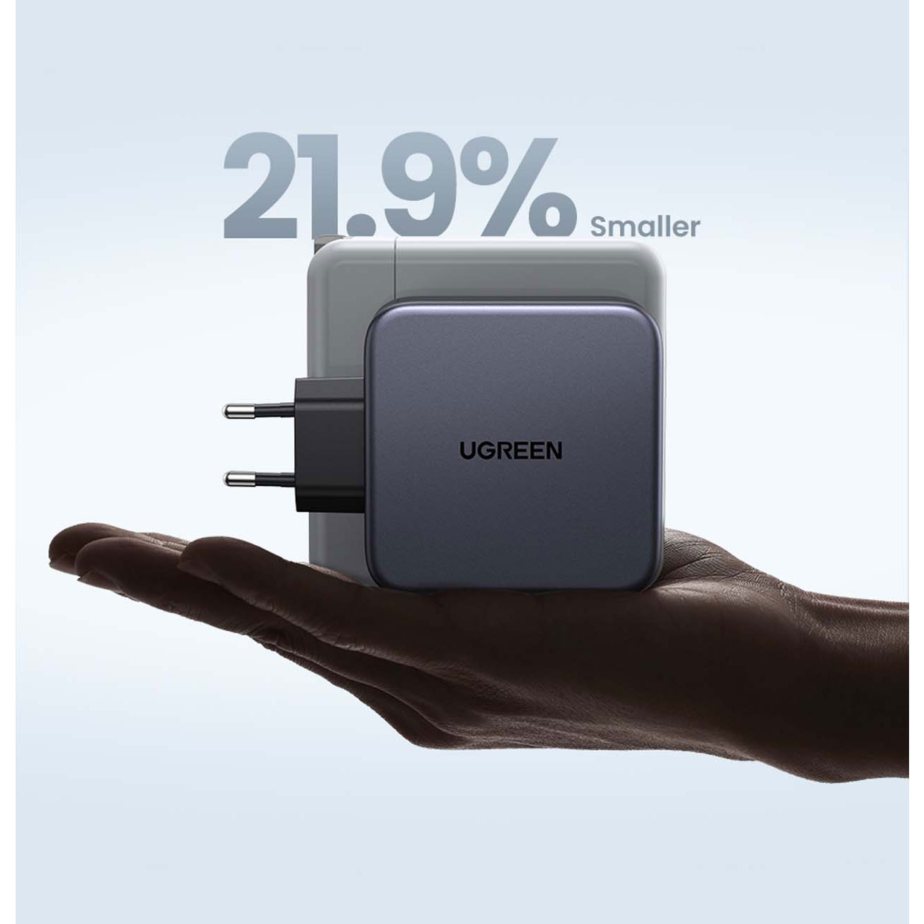 نمای ابعاد شارژر دیواری یوگرین UGREEN Nexode CD289 140W 3-Port GaN Fast Charger