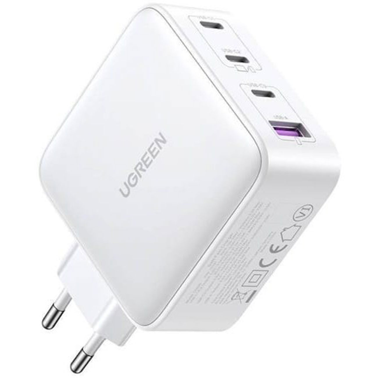 نمای جانبی شارژر دیواری یوگرین سفید UGREEN Nexode CD226 100W GaN Fast Charger