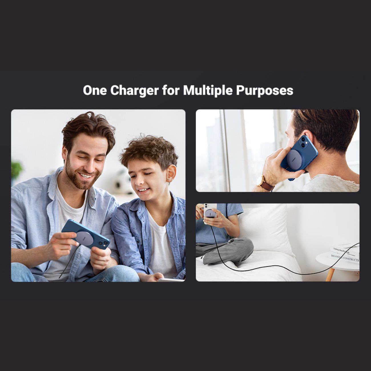 نما استفاده از شارژر وایرلس مغناطیسی یوگرین UGREEN CD245 15W Magnetic Wireless Charger