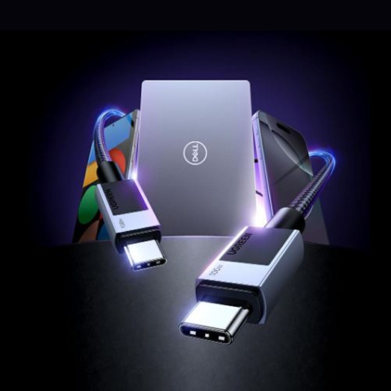 نمای از کابل تبدیل یوگرین UGREEN USB-C to USB-C 100W PD 1m L512 Cable