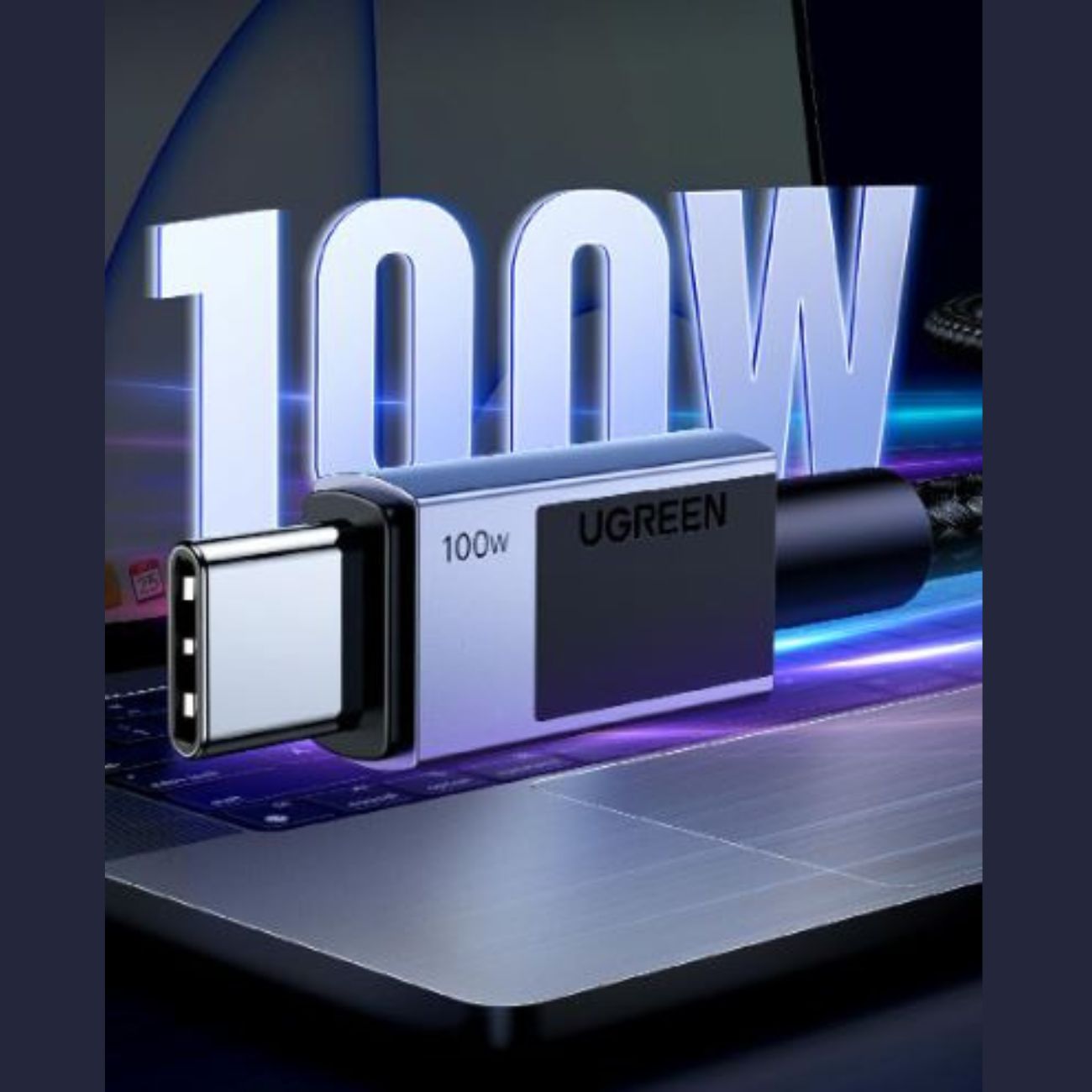 نما از کنار کابل تبدیل یوگرین UGREEN USB-C to USB-C 100W PD 1m L512 Cable