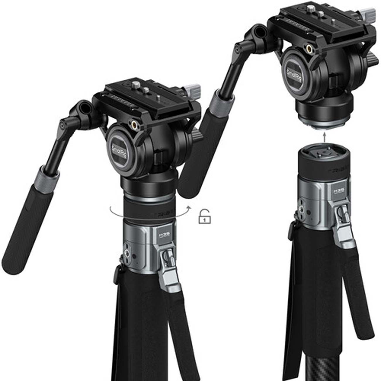 نمای نزدیک مونوپاد هیدرولیک ویدئویی اسمال ریگ SmallRig 6286 x Potato Jet TRIBEX PRO X-Clutch Hydraul