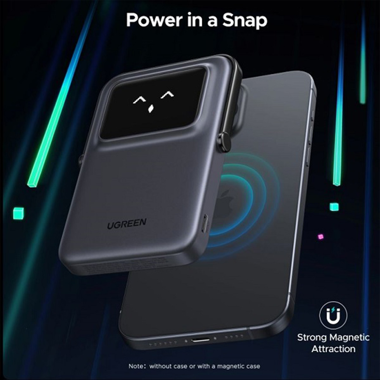 حالت مغناطیس پاوربانک یوگرین UGREEN PB571 Uno 5000mAh 20W MagSafe Power Bank