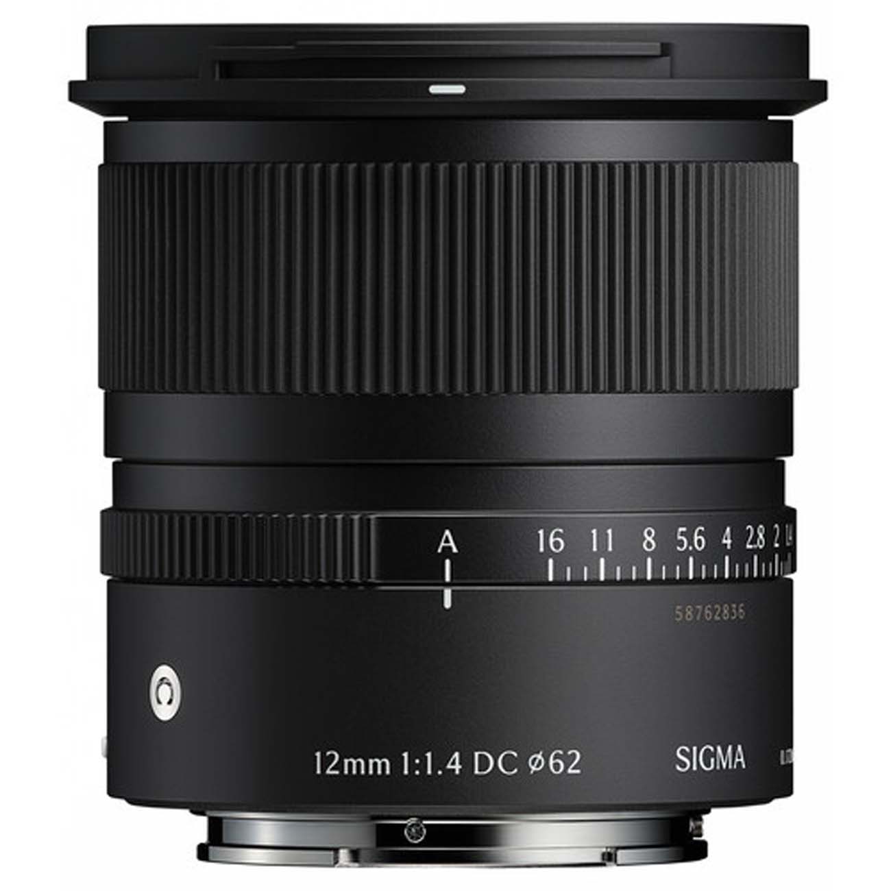 نمای روبه رو لنز واید سیگما Sigma 12mm f/1.4 DC Contemporary Lens for Sony E
