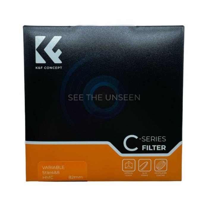 فیلتر لنز کی اند اف K&F 82mm VARIABLE STAR 4&8 HMC SLIM NANO-C Filter