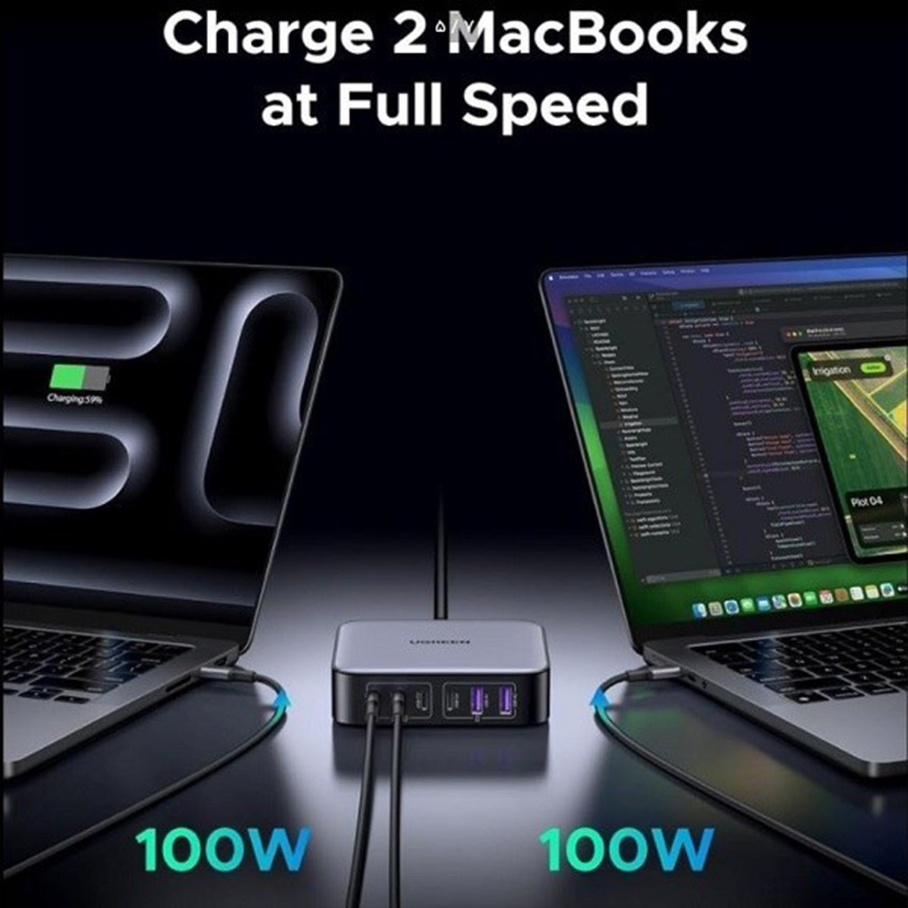 اتصالات شارژر رومیزی یوگرین UGREEN CD271 Nexode 200W GaN Desktop Charger
