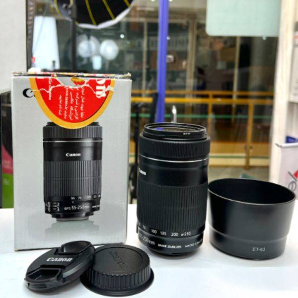 لنز دست دوم کانن Canon EF-S 55-250mm f/4-5.6 IS STM (جعبه دارد)