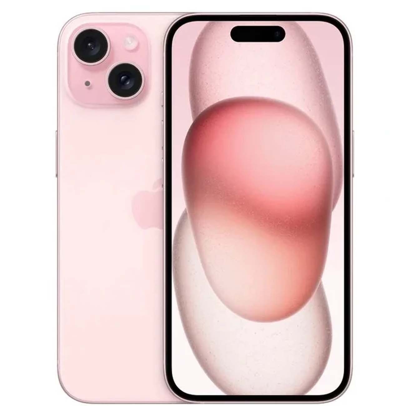 نمای روبه رو گوشی موبایل اپل صورتی Apple iPhone 15 CH Dual SIM 128GB ROM 6GB RAM Mobile Phone