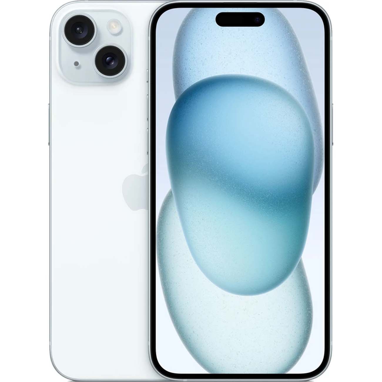 نمای روبه رو گوشی موبایل اپل آبی Apple iPhone 15 CH Dual SIM 128GB ROM 6GB RAM Mobile Phone