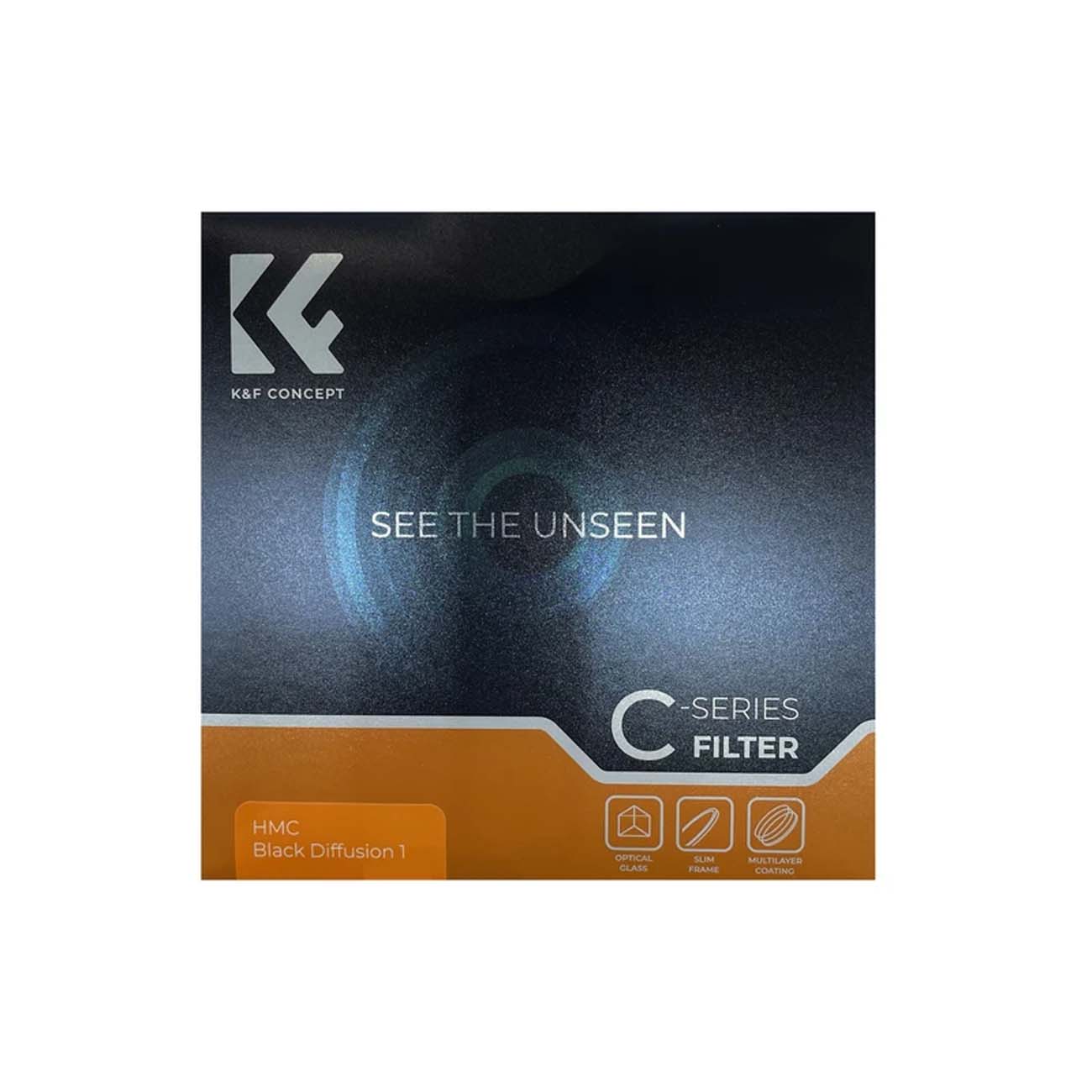 نمای جعبه فیلتر لنز کی اند اف K&F Concept Black Diffusion1 HMC Nano-C 49mm Filter