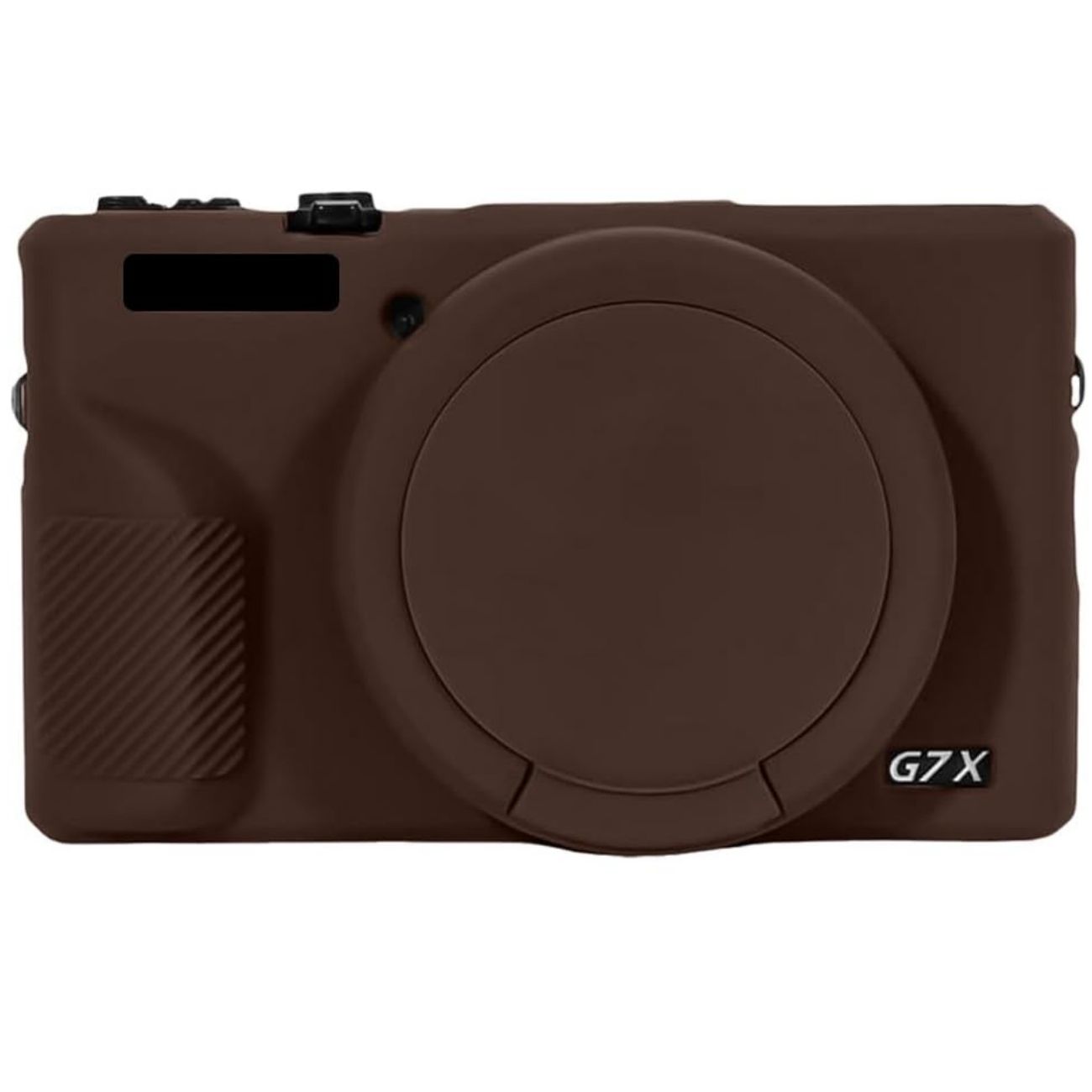 نمای روبه رو کاور سیلیکونی دوربین قهوه ای Silicone Camera Case for Canon G7 X Mark III