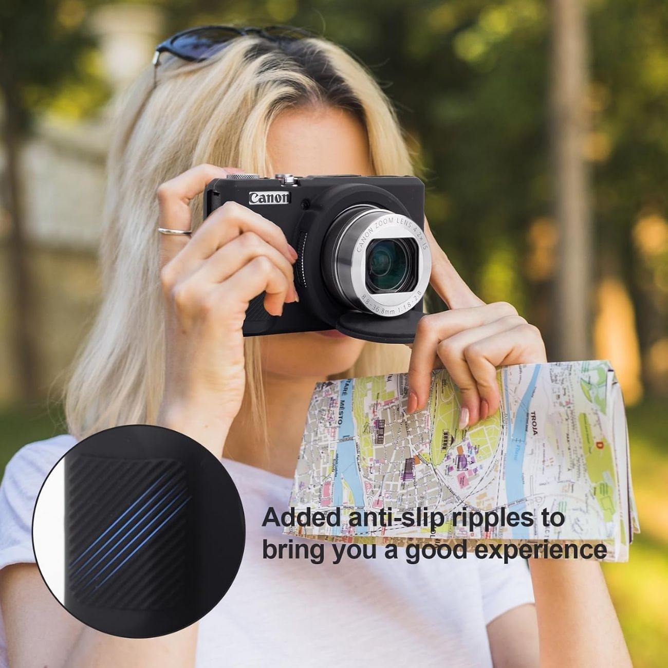 نمای کاربردی کاور سیلیکونی مشکی Silicone Camera Case for Canon G7 X Mark III