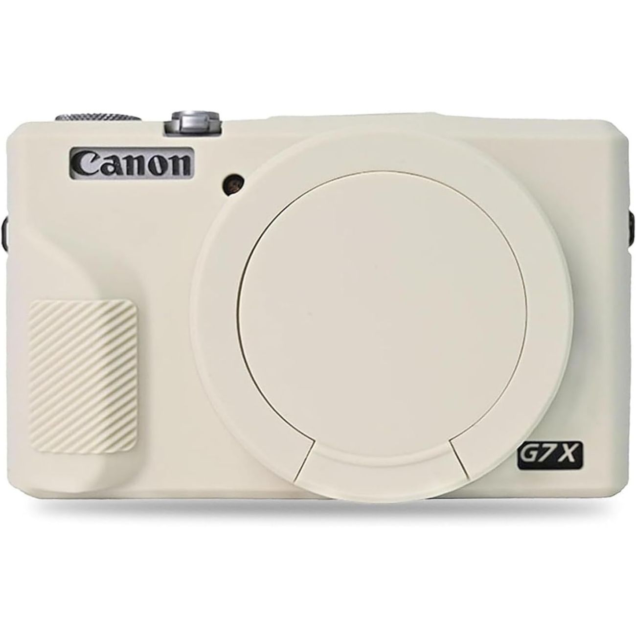 نمای روبه رو کاور سیلیکونی دوربین بژ Silicone Camera Case for Canon G7 X Mark III