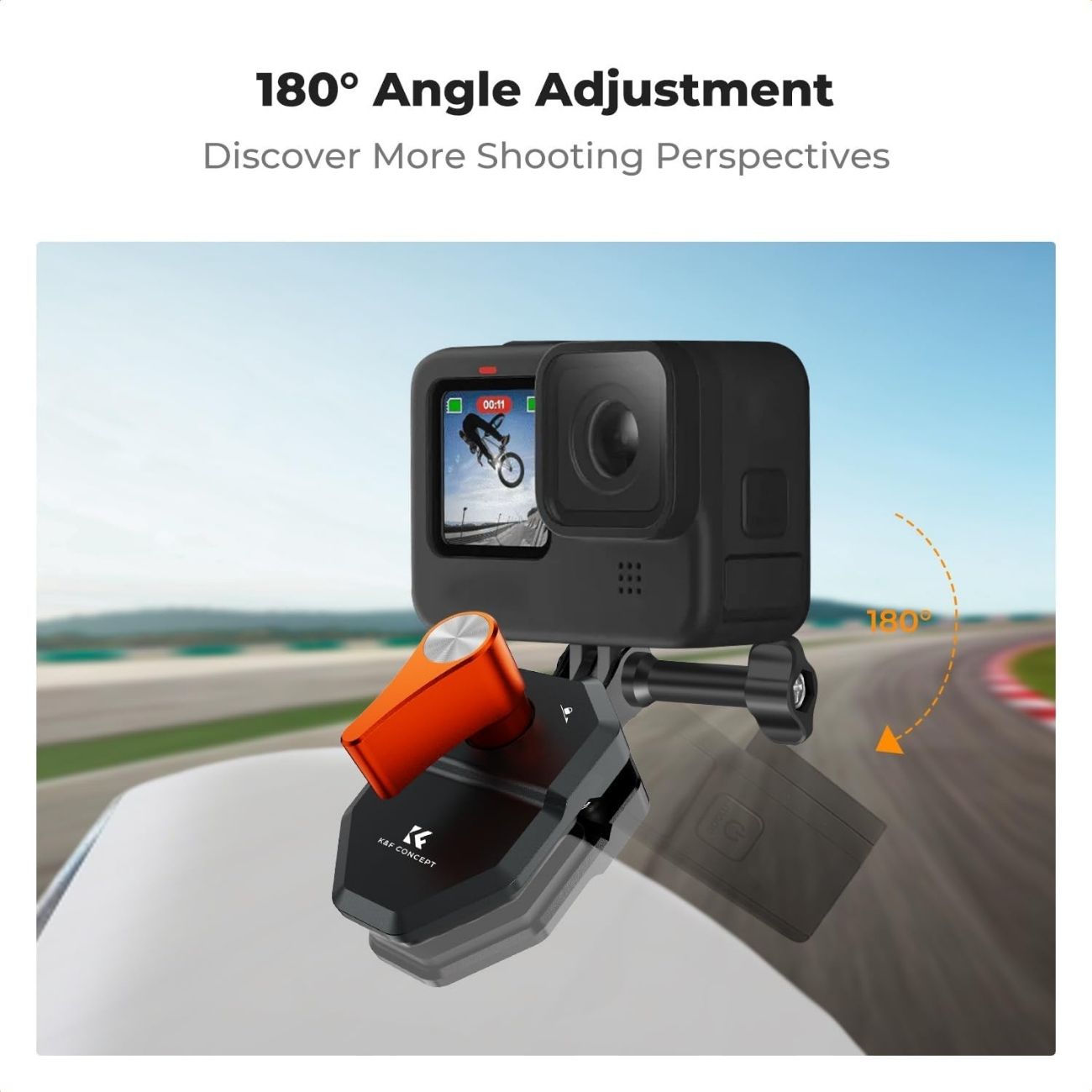 نمای نصب شده گیره دوربین K&amp;F CONCEPT Motorcycle Windshield Clip Mount for Action Camera