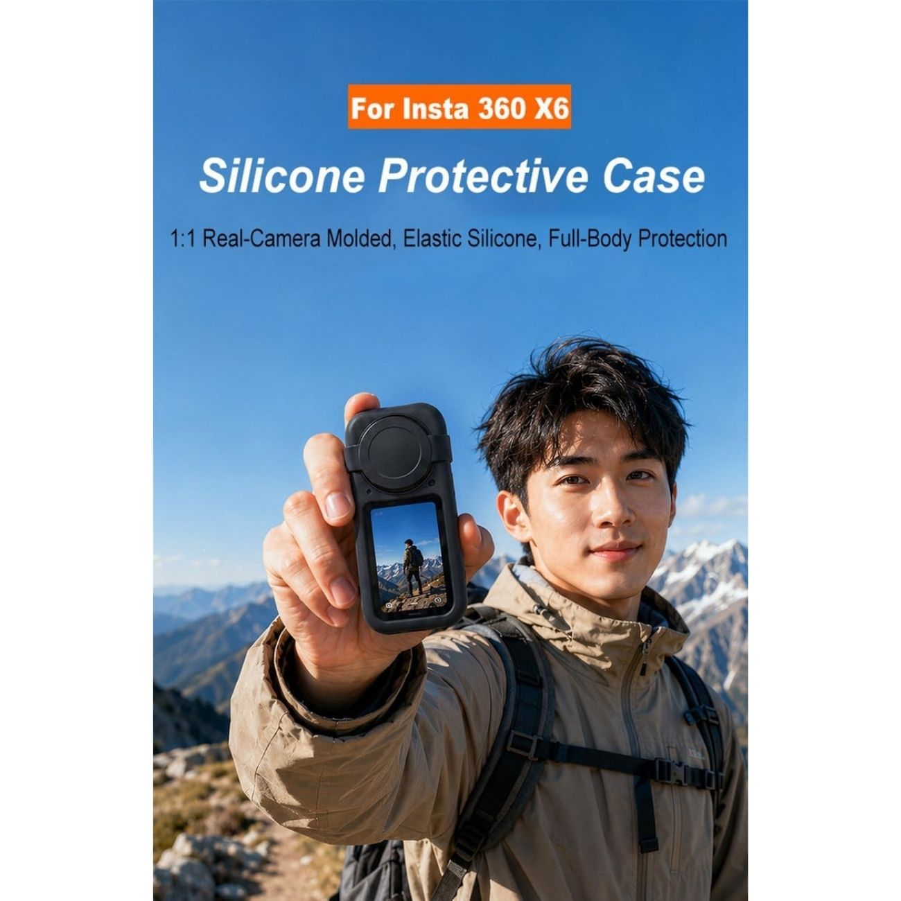 نمای کاربردی کاور دوربین اکشن سیلیکونی Cochanvie Silicone Protective Case with Lens Covers for Insta