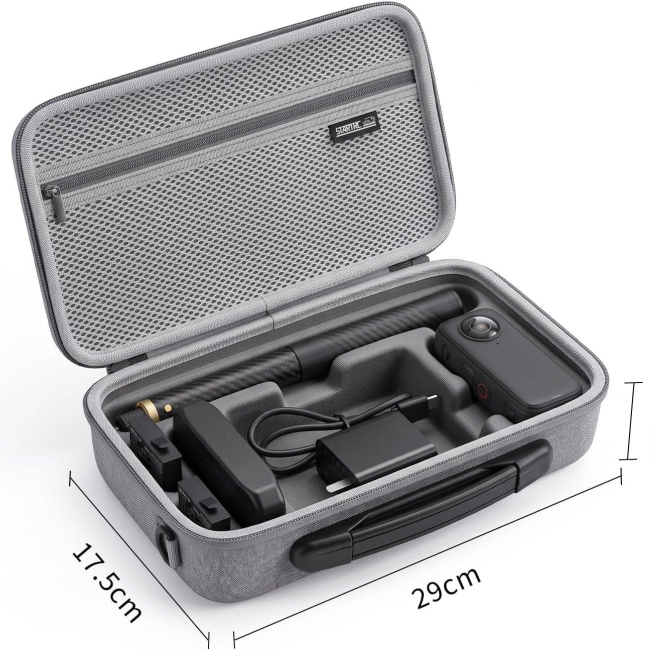 نمای ابعاد کیف حمل دوربین Cochanvie Full Kit Storage Case for Insta360 X6