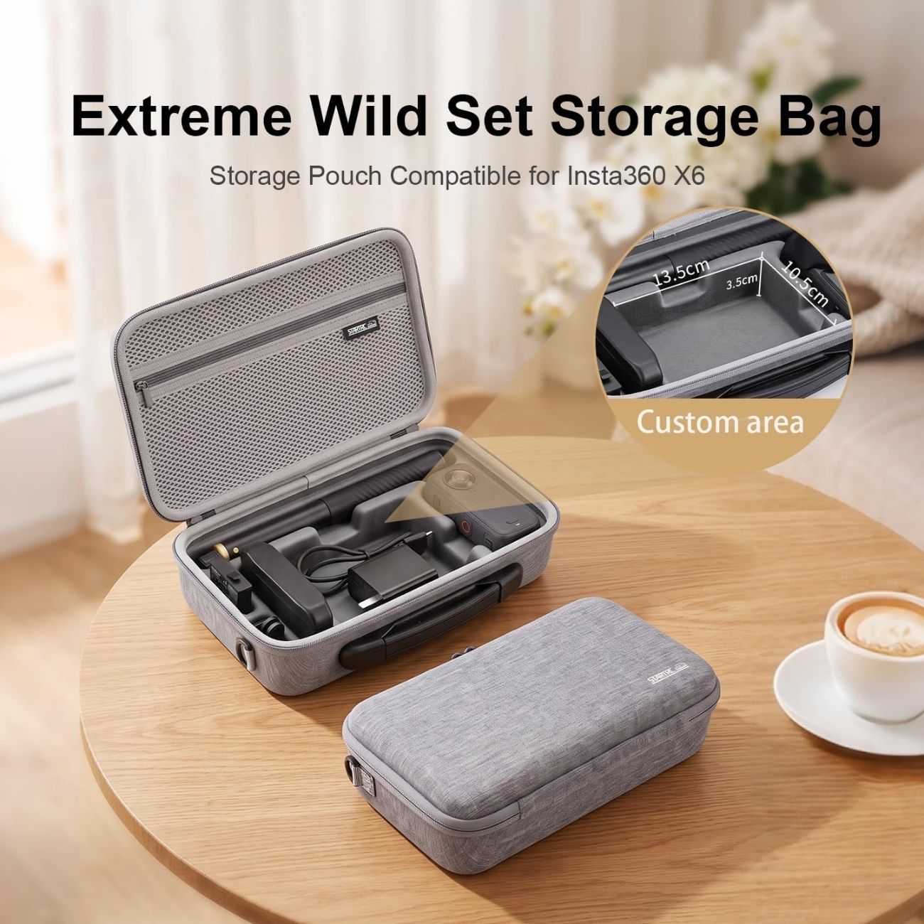 نمای کاربردی کیف حمل و نگهداری دوربین Cochanvie Full Kit Storage Case for Insta360 X6