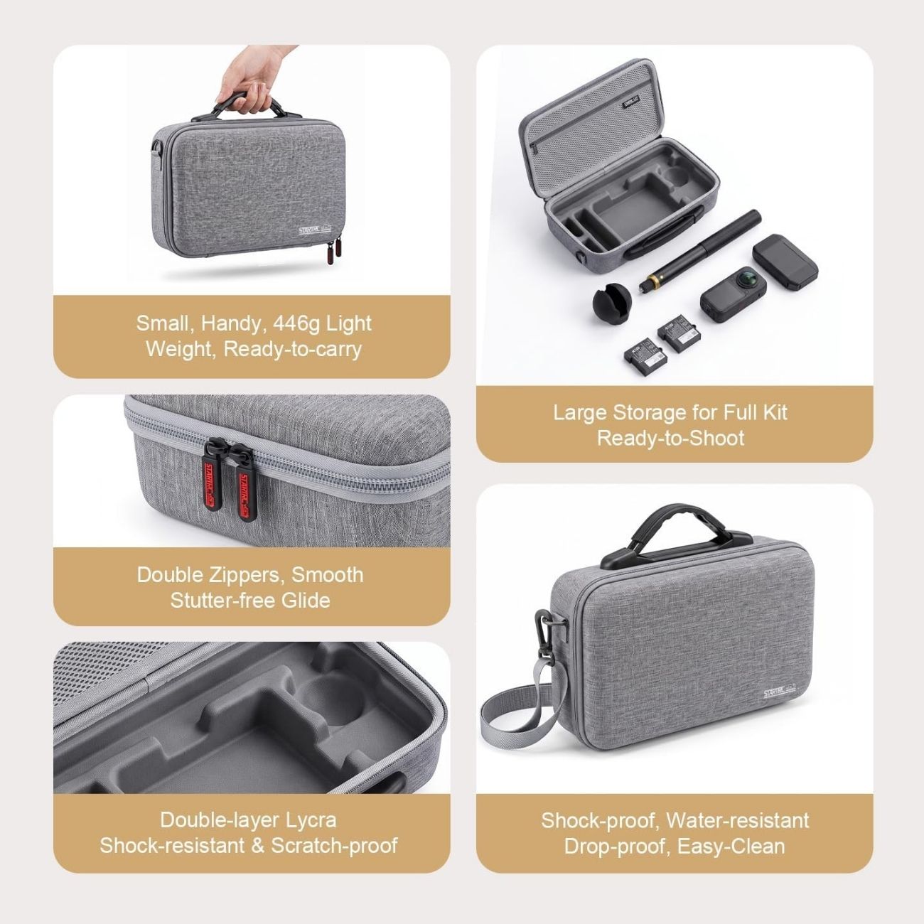 نمای کاربردی کیف حمل دوربین Cochanvie Full Kit Storage Case for Insta360 X6