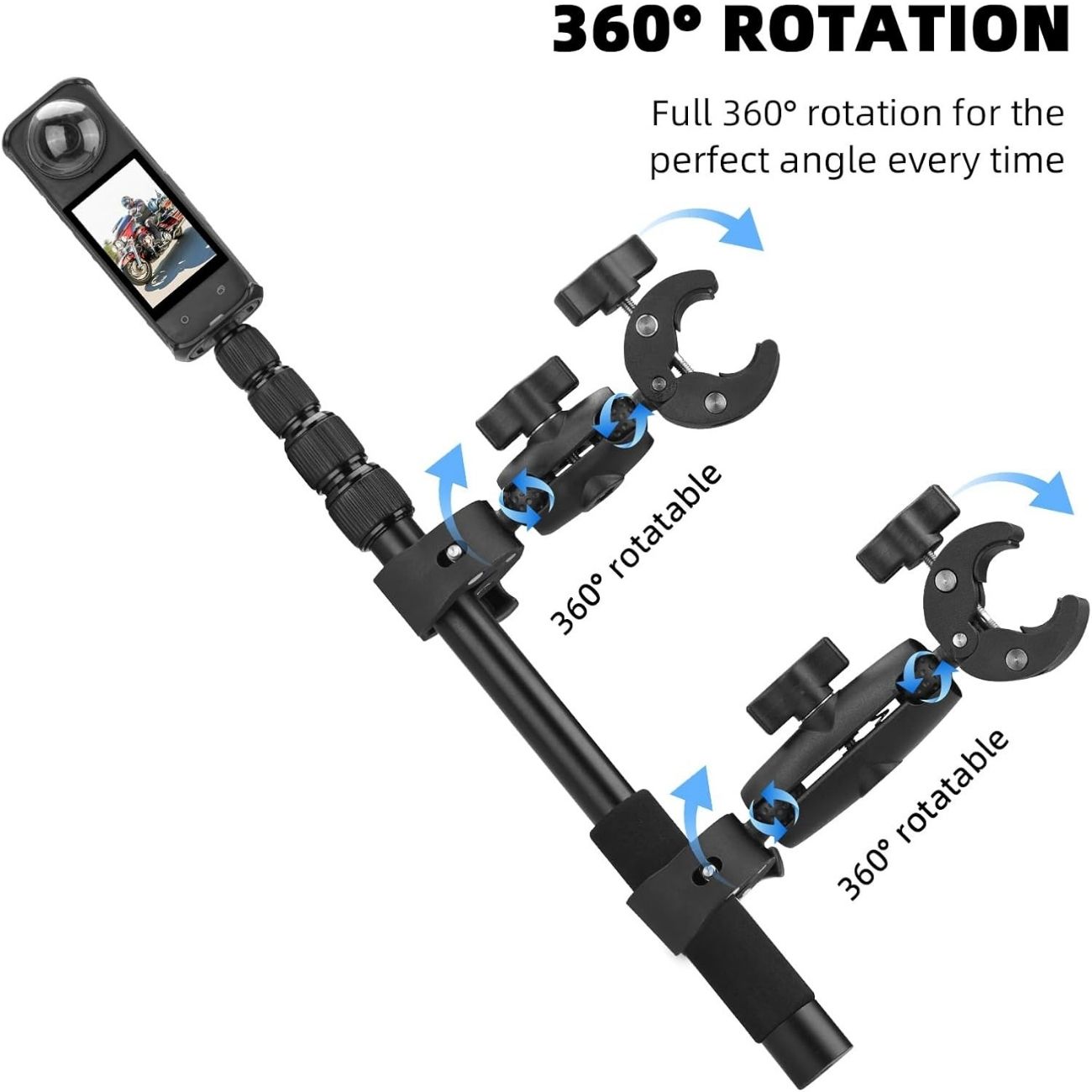 نمای توضیحات پایه نگهدارنده دوربین‌ اکشن BRDRC Motorcycle Mount & Invisible Selfie Stick Kit for Ins