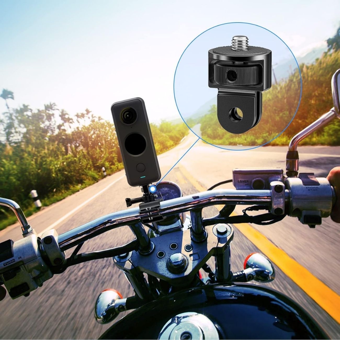 نمای نصب شده آداپتور تبدیل پایه دوربین eWINNER 2PCS Camera Tripod Mount Adapter 360° with 1/4-20 Scr