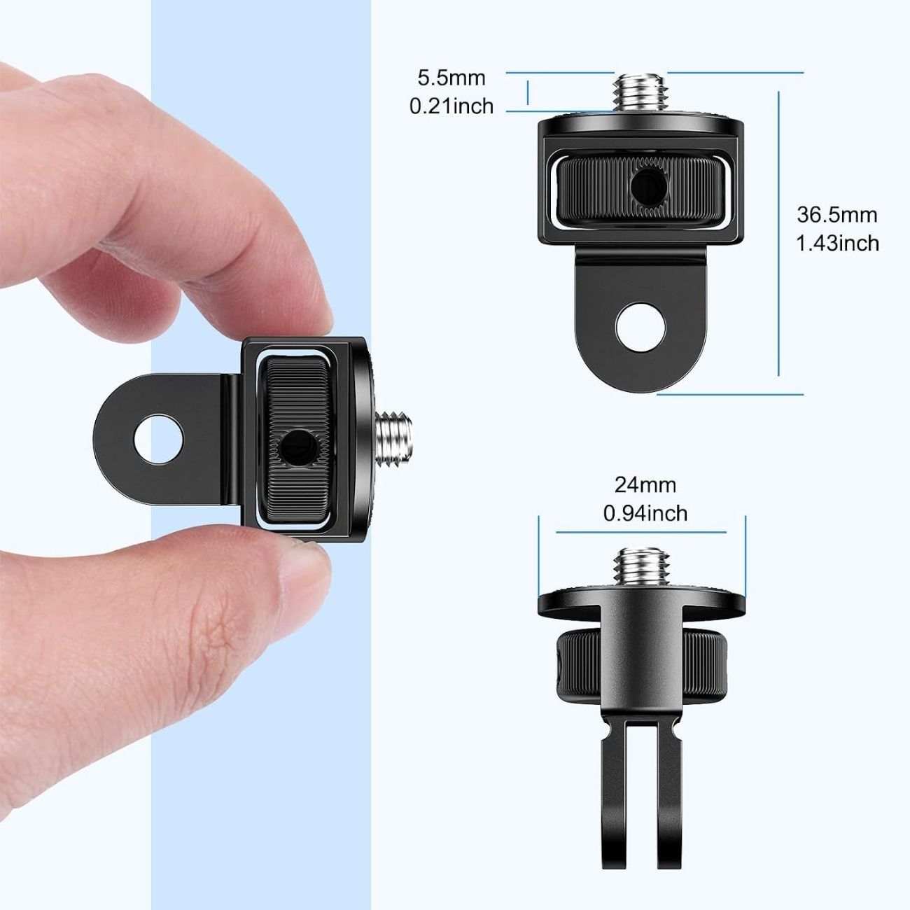 نمای کاربردی آداپتور تبدیل پایه دوربین اکشن eWINNER 2PCS Camera Tripod Mount Adapter 360° with 1/4-2